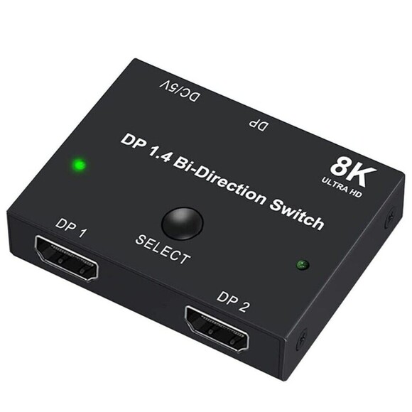 Displayport Switch 8K, Bidirectional DP 1.4 Switch 8K @ 60Hz, 4K @ 120Hz. - Picture 1 of 7